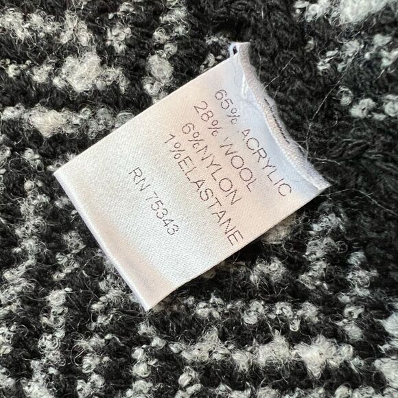 Black & White Herringbone Open Mid Weight Wool Blend Open Cardigan M - Picture 8 of 8
